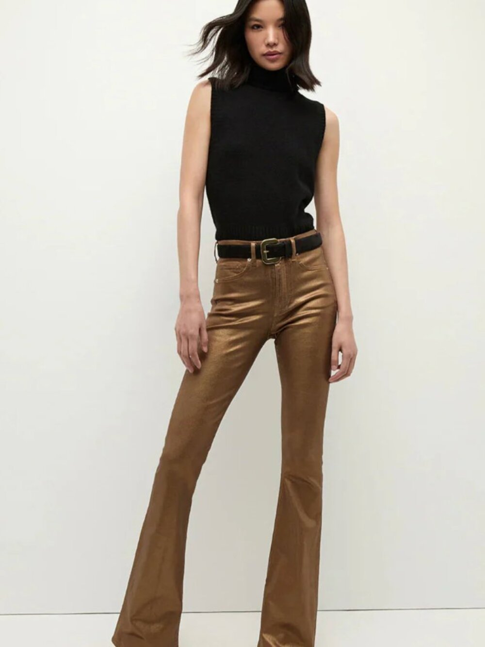 Veronica Beard Beverly High-Rise Skinny Flare in Antique Brass (Size 26)